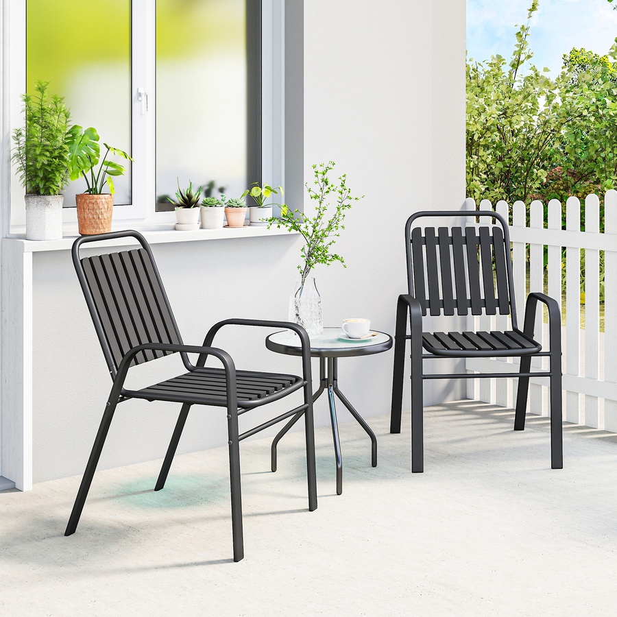 Image 952734_ALTMORE1.jpg, Product 952-734 / Price $109.99, Outsunny Outdoor Dining Chairs Set of 2, Stackable Patio Chairs, Black from Outsunny on TSC.ca's Home & Garden department