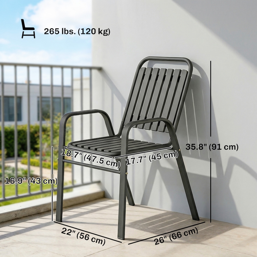 Image 952734_ALTMORE2.jpg, Product 952-734 / Price $109.99, Outsunny Outdoor Dining Chairs Set of 2, Stackable Patio Chairs, Black from Outsunny on TSC.ca's Home & Garden department
