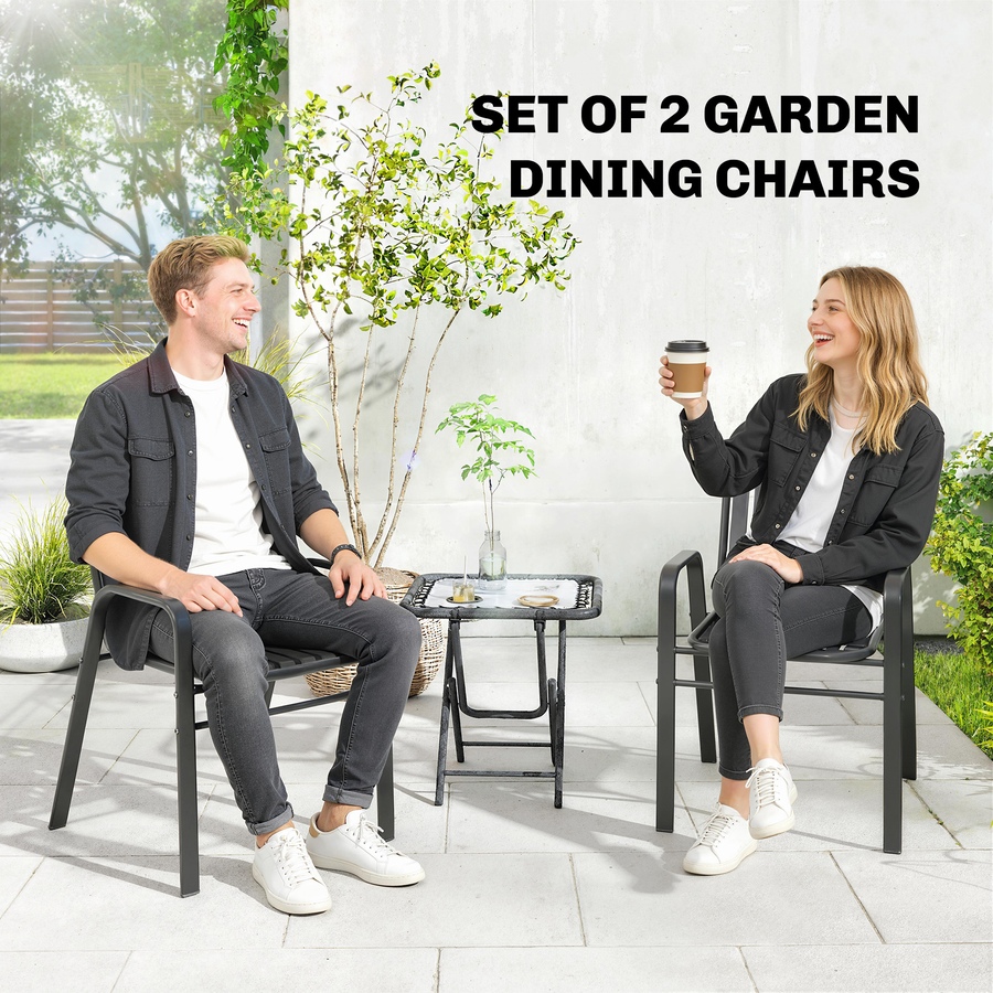 Image 952734_ALTMORE3.jpg, Product 952-734 / Price $109.99, Outsunny Outdoor Dining Chairs Set of 2, Stackable Patio Chairs, Black from Outsunny on TSC.ca's Home & Garden department