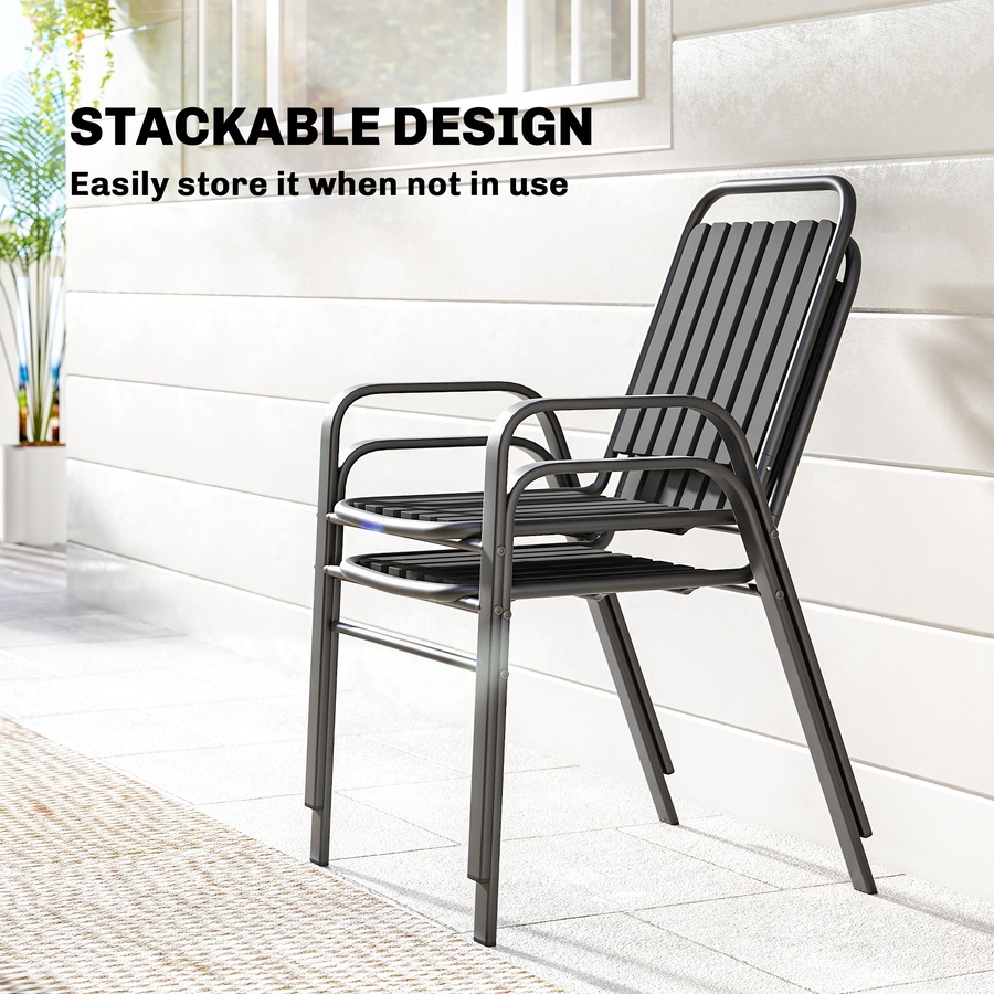 Image 952734_ALTMORE4.jpg, Product 952-734 / Price $109.99, Outsunny Outdoor Dining Chairs Set of 2, Stackable Patio Chairs, Black from Outsunny on TSC.ca's Home & Garden department