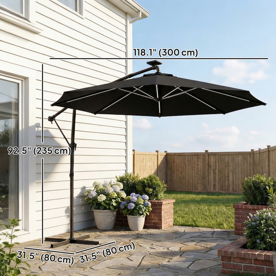 Image 952748_ALTMORE2.jpg, Product 952-748 / Price $152.99, Outsunny 10 ft Offset Patio Umbrella with Solar Light, Hanging Parasol from Outsunny on TSC.ca's Home & Garden department