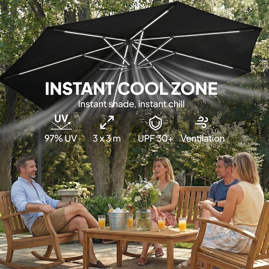 Image 952748_ALTMORE4.jpg, Product 952-748 / Price $152.99, Outsunny 10 ft Offset Patio Umbrella with Solar Light, Hanging Parasol from Outsunny on TSC.ca's Home & Garden department