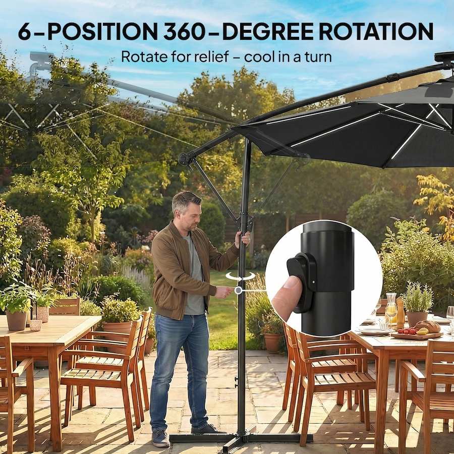 Image 952748_ALTMORE6.jpg, Product 952-748 / Price $152.99, Outsunny 10 ft Offset Patio Umbrella with Solar Light, Hanging Parasol from Outsunny on TSC.ca's Home & Garden department