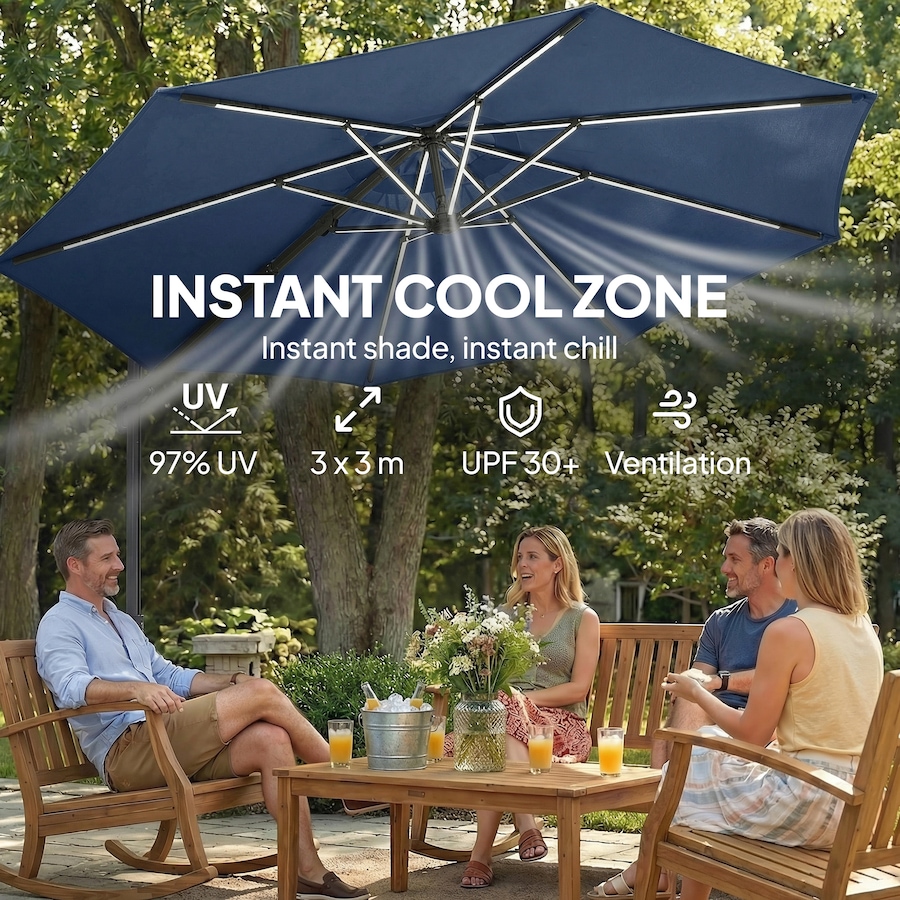 Image 952752_ALTMORE4.jpg, Product 952-752 / Price $152.99, Outsunny 10 ft Offset Patio Umbrella with Solar Light, Hanging Parasol from Outsunny on TSC.ca's Home & Garden department