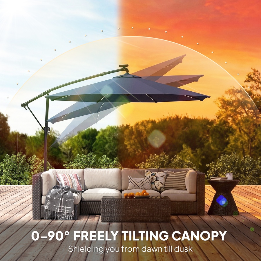 Image 952752_ALTMORE5.jpg, Product 952-752 / Price $152.99, Outsunny 10 ft Offset Patio Umbrella with Solar Light, Hanging Parasol from Outsunny on TSC.ca's Home & Garden department
