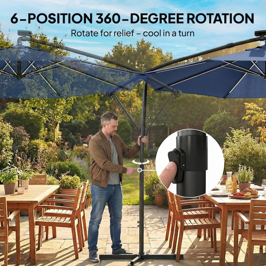 Image 952752_ALTMORE6.jpg, Product 952-752 / Price $152.99, Outsunny 10 ft Offset Patio Umbrella with Solar Light, Hanging Parasol from Outsunny on TSC.ca's Home & Garden department