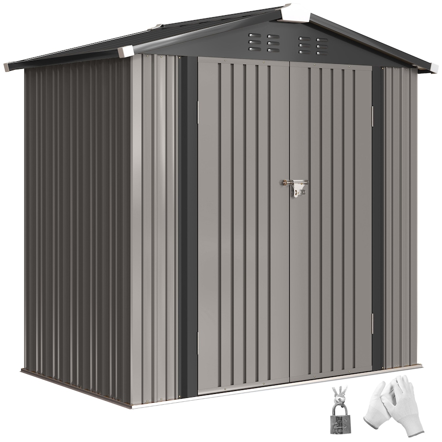 Image 952762.jpg, Product 952-762 / Price $264.99, Outsunny 6.5' x 4' Outdoor Storage Shed, Metal Garden Shed, Light Grey from Outsunny on TSC.ca's Home & Garden department