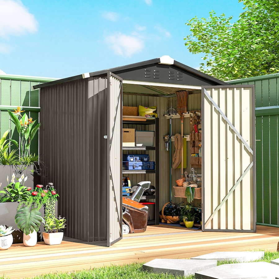 Image 952762_ALTMORE1.jpg, Product 952-762 / Price $264.99, Outsunny 6.5' x 4' Outdoor Storage Shed, Metal Garden Shed, Light Grey from Outsunny on TSC.ca's Home & Garden department