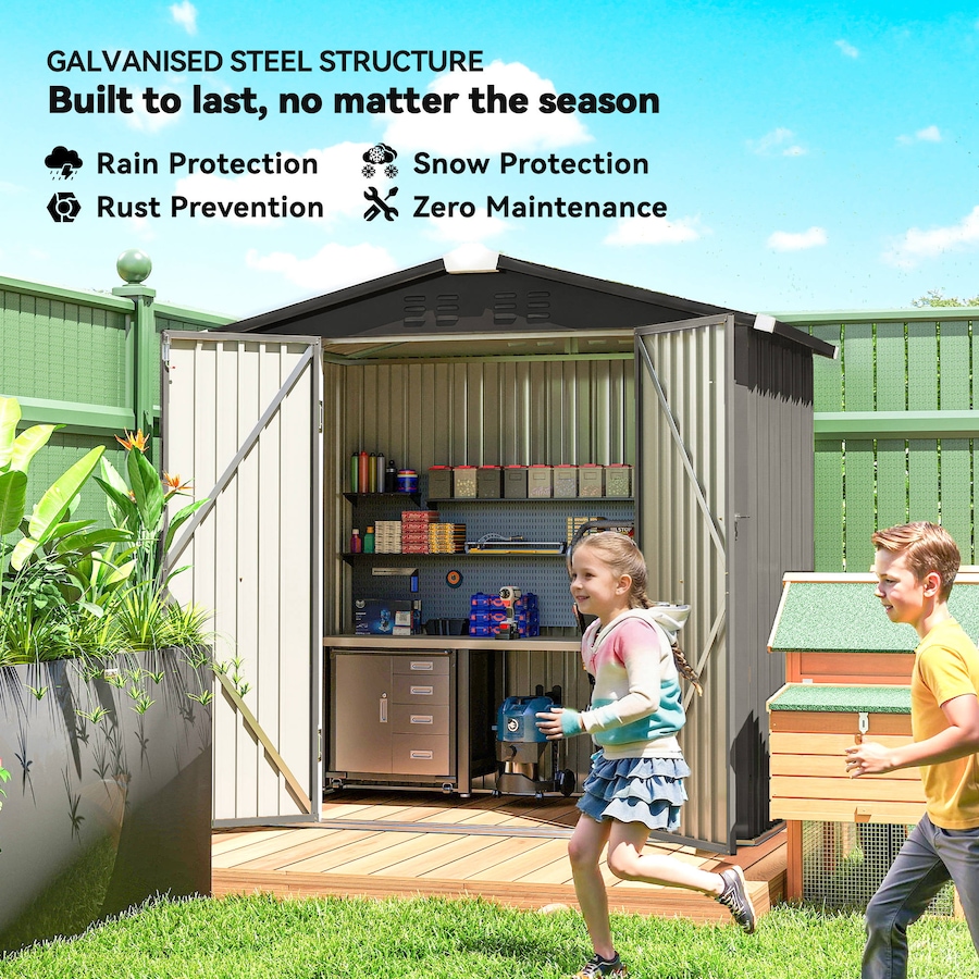 Image 952762_ALTMORE3.jpg, Product 952-762 / Price $264.99, Outsunny 6.5' x 4' Outdoor Storage Shed, Metal Garden Shed, Light Grey from Outsunny on TSC.ca's Home & Garden department