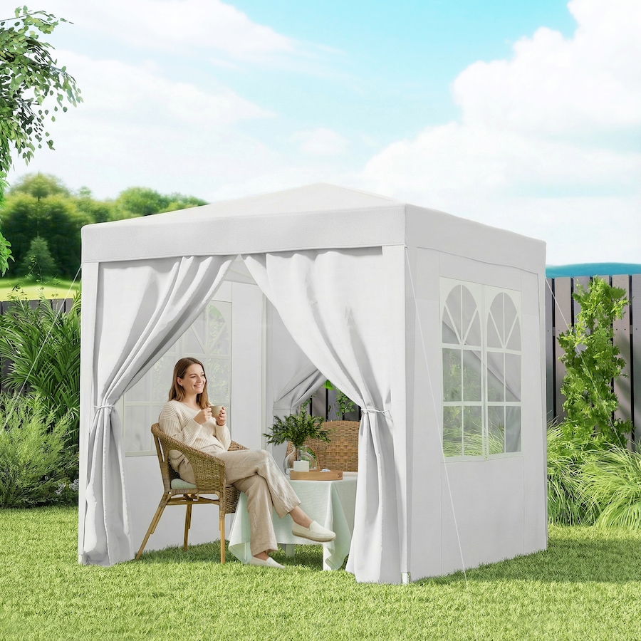 Image 952763_ALTMORE8.jpg, Product 952-763 / Price $129.99, Outsunny 6.6'x6.6' Pop Up Canopy Tent for Outdoor, Garden, Patio, White from Outsunny on TSC.ca's Home & Garden department