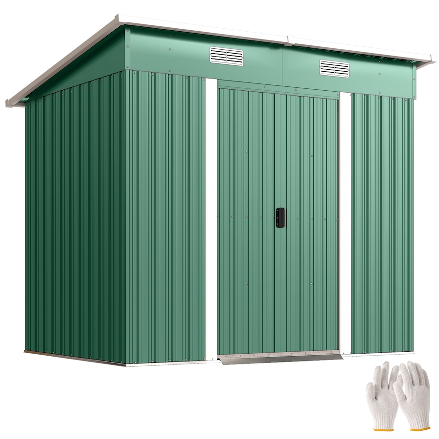 Image 952764.jpg, Product 952-764 / Price $299.99, Outsunny Outdoor Storage Shed, Garden Shed with Lockable Doors, Green from Outsunny on TSC.ca's Home & Garden department