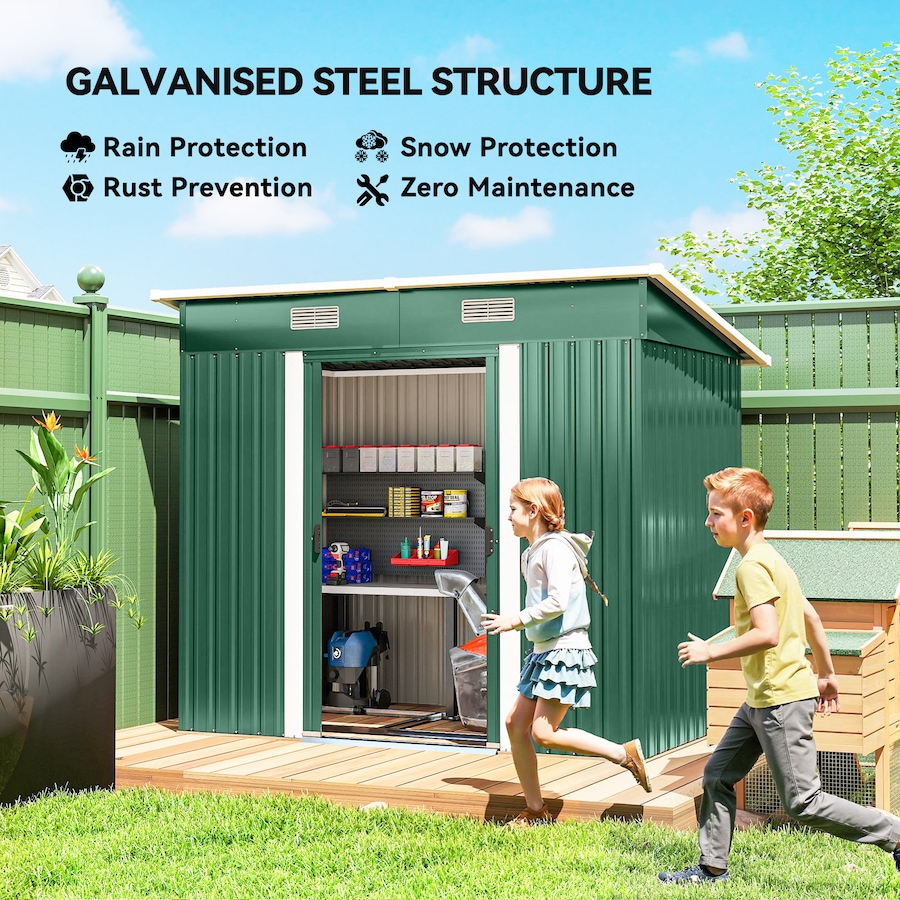 Image 952764_ALTMORE3.jpg, Product 952-764 / Price $299.99, Outsunny Outdoor Storage Shed, Garden Shed with Lockable Doors, Green from Outsunny on TSC.ca's Home & Garden department