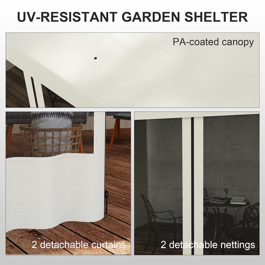 Image 952772_ALTMORE4.jpg, Product 952-772 / Price $239.99, Outsunny 10' x 10' Wall Mounted Pergola Gazebo with Curtains and Nettings from Outsunny on TSC.ca's Home & Garden department