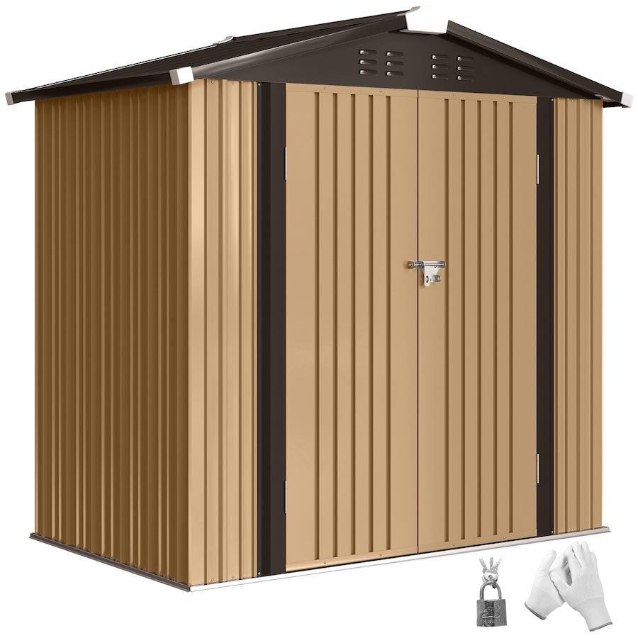 Image 952775.jpg, Product 952-775 / Price $272.99, Outsunny 6.5' x 4' Outdoor Storage Shed, Metal Garden Shed, Yellow from Outsunny on TSC.ca's Home & Garden department