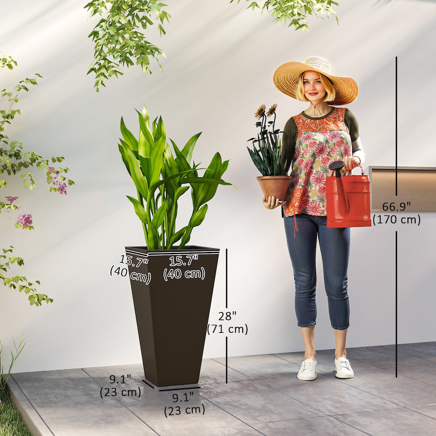 Image 952781_ALTMORE2.jpg, Product 952-781 / Price $154.99, Outsunny 28" Tall Plastic Planters, Set of 3 Garden Flower Pots, Brown from Outsunny on TSC.ca's Home & Garden department