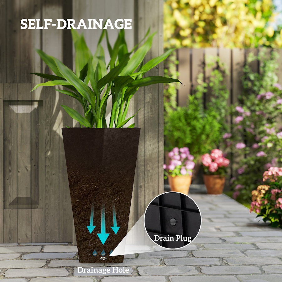 Image 952781_ALTMORE4.jpg, Product 952-781 / Price $154.99, Outsunny 28" Tall Plastic Planters, Set of 3 Garden Flower Pots, Brown from Outsunny on TSC.ca's Home & Garden department