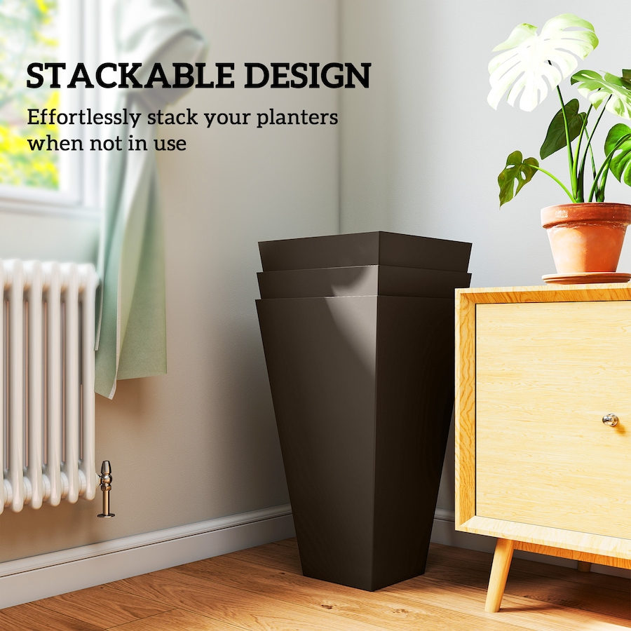 Image 952781_ALTMORE6.jpg, Product 952-781 / Price $154.99, Outsunny 28" Tall Plastic Planters, Set of 3 Garden Flower Pots, Brown from Outsunny on TSC.ca's Home & Garden department