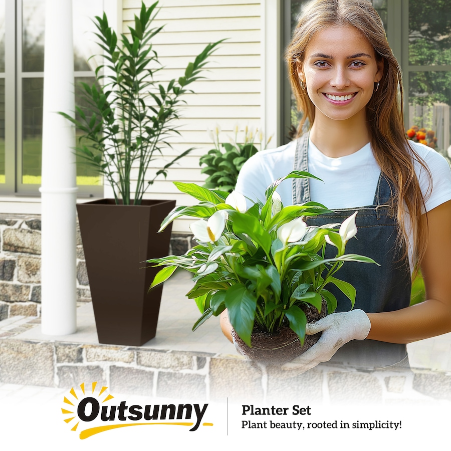Image 952781_ALTMORE8.jpg, Product 952-781 / Price $154.99, Outsunny 28" Tall Plastic Planters, Set of 3 Garden Flower Pots, Brown from Outsunny on TSC.ca's Home & Garden department