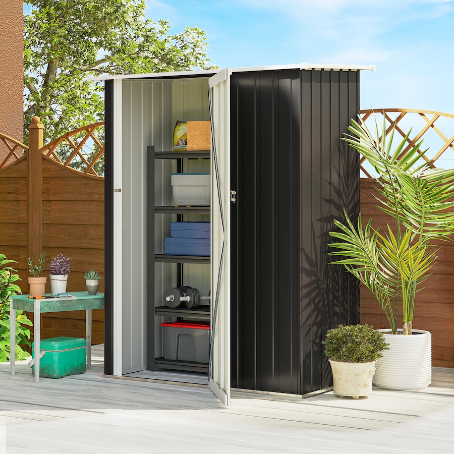 Image 952787_ALTMORE1.jpg, Product 952-787 / Price $198.99, Outsunny Garden Shed, Metal Tool Shed w/ Sloped Roof, Lockable Door, Grey from Outsunny on TSC.ca's Home & Garden department