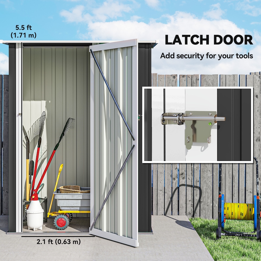 Image 952787_ALTMORE4.jpg, Product 952-787 / Price $198.99, Outsunny Garden Shed, Metal Tool Shed w/ Sloped Roof, Lockable Door, Grey from Outsunny on TSC.ca's Home & Garden department