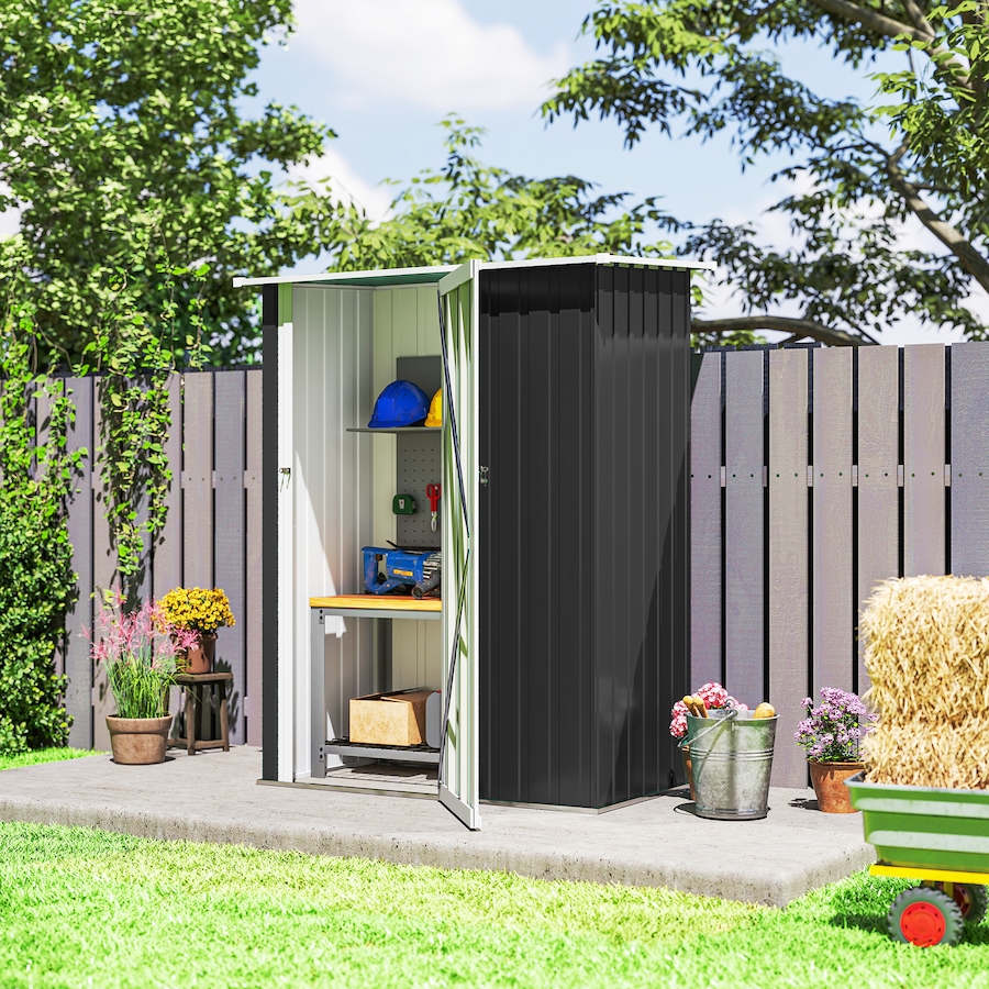 Image 952787_ALTMORE6.jpg, Product 952-787 / Price $198.99, Outsunny Garden Shed, Metal Tool Shed w/ Sloped Roof, Lockable Door, Grey from Outsunny on TSC.ca's Home & Garden department