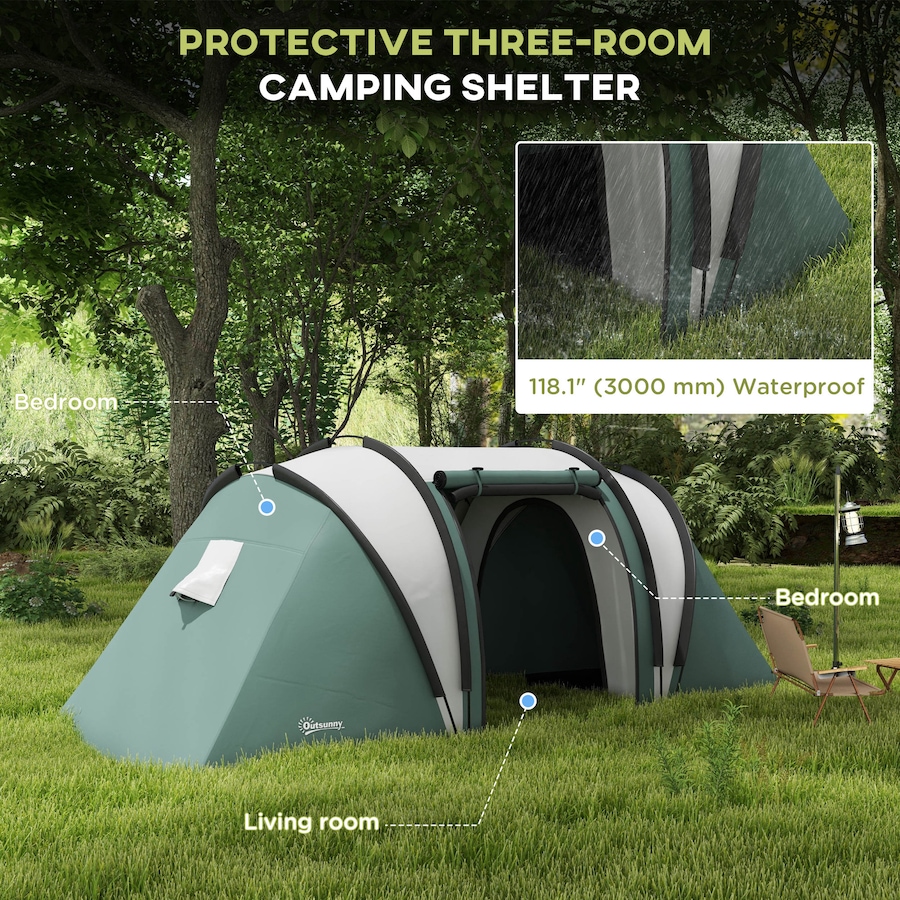 Image 952797_ALTMORE3.jpg, Product 952-797 / Price $179.99, Outsunny Camping Tent with 2 Bedrooms and Living Area, 3000mm Waterproof from Outsunny on TSC.ca's Health & Fitness department