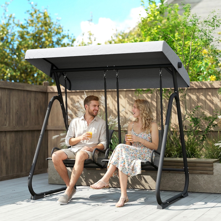Image 952802_ALTMORE1.jpg, Product 952-802 / Price $409.99, Outsunny Patio Swing Chair w/Adjustable Canopy 2-Seat, Grey from Outsunny on TSC.ca's Home & Garden department