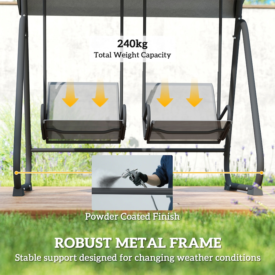 Image 952802_ALTMORE6.jpg, Product 952-802 / Price $409.99, Outsunny Patio Swing Chair w/Adjustable Canopy 2-Seat, Grey from Outsunny on TSC.ca's Home & Garden department