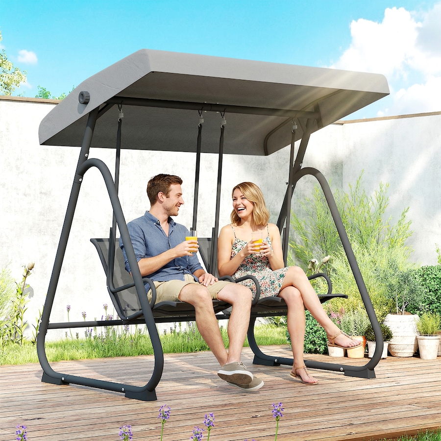 Image 952802_ALTMORE7.jpg, Product 952-802 / Price $409.99, Outsunny Patio Swing Chair w/Adjustable Canopy 2-Seat, Grey from Outsunny on TSC.ca's Home & Garden department