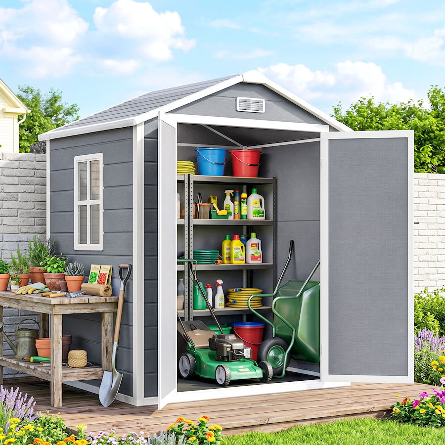 Image 952806_ALTMORE1.jpg, Product 952-806 / Price $553.98, Outsunny 6' x 4.5' Lockable Outdoor Storage Shed with Double Doors Vent from Outsunny on TSC.ca's Home & Garden department