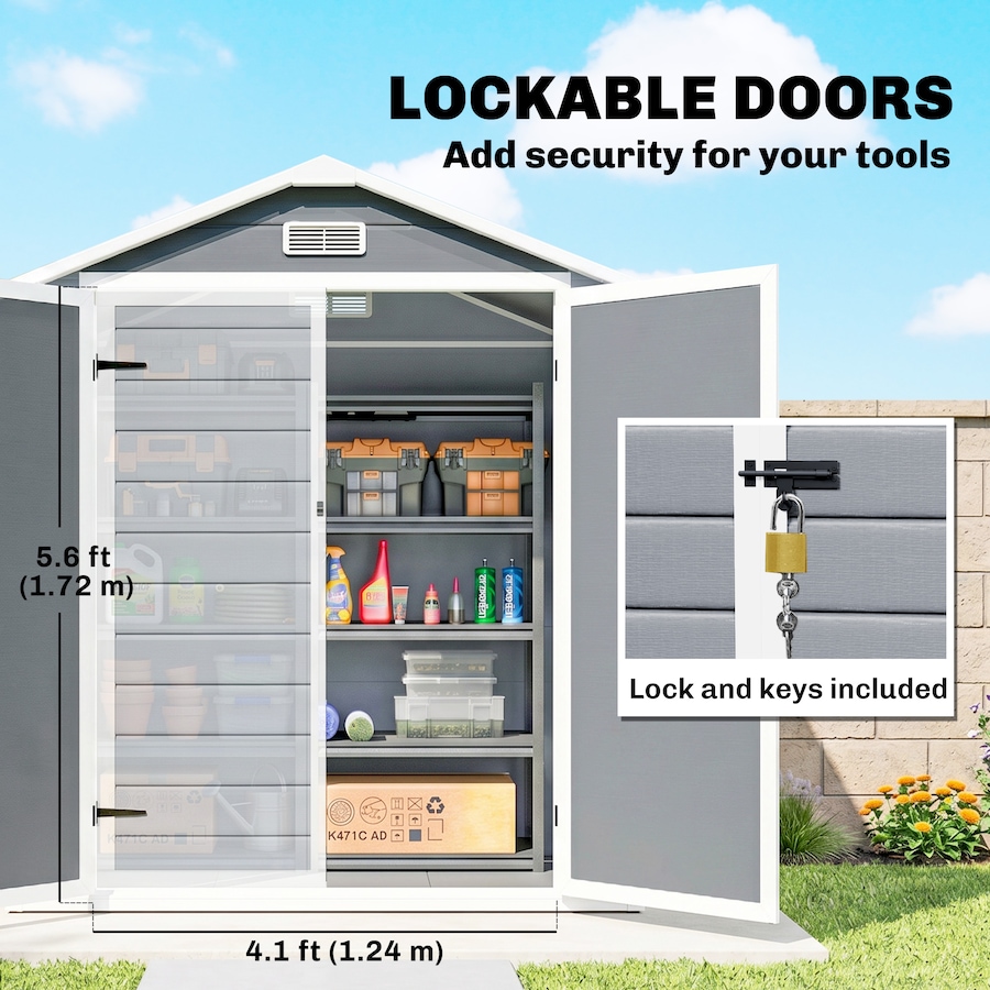 Image 952806_ALTMORE6.jpg, Product 952-806 / Price $553.98, Outsunny 6' x 4.5' Lockable Outdoor Storage Shed with Double Doors Vent from Outsunny on TSC.ca's Home & Garden department