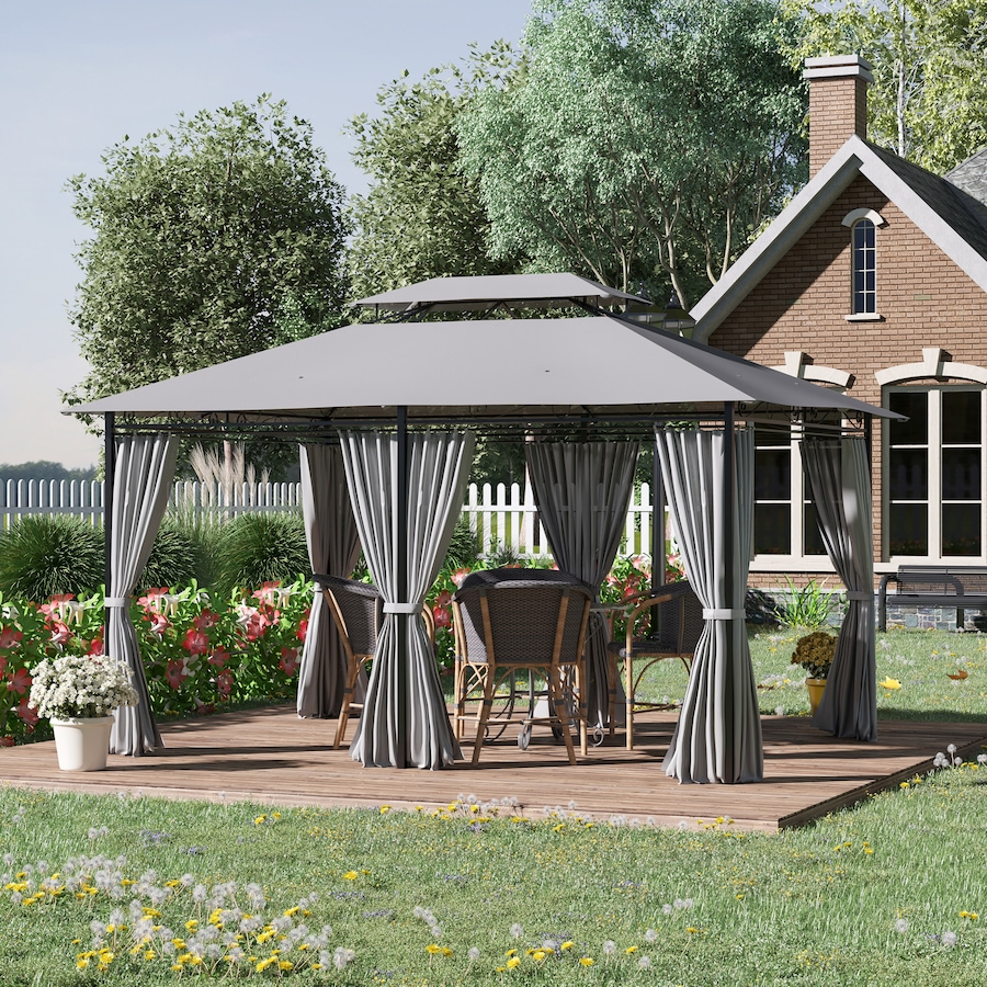Image 952833_ALTMORE1.jpg, Product 952-833 / Price $279.99, Outsunny 10' x 13' Patio Gazebo Canopy with Curtains, Dark Grey from Outsunny on TSC.ca's Home & Garden department