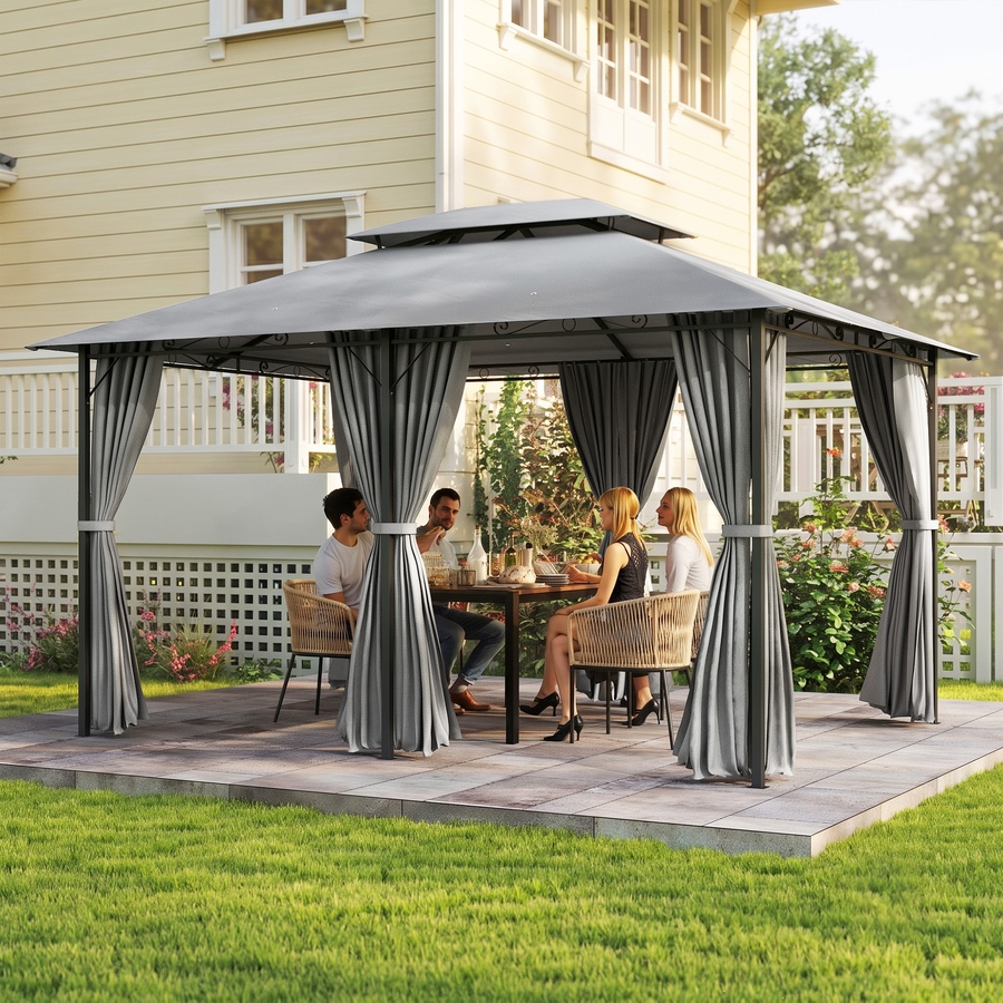 Image 952833_ALTMORE10.jpg, Product 952-833 / Price $309.99, Outsunny 10' x 13' Patio Gazebo Canopy with Curtains, Dark Grey from Outsunny on TSC.ca's Home & Garden department