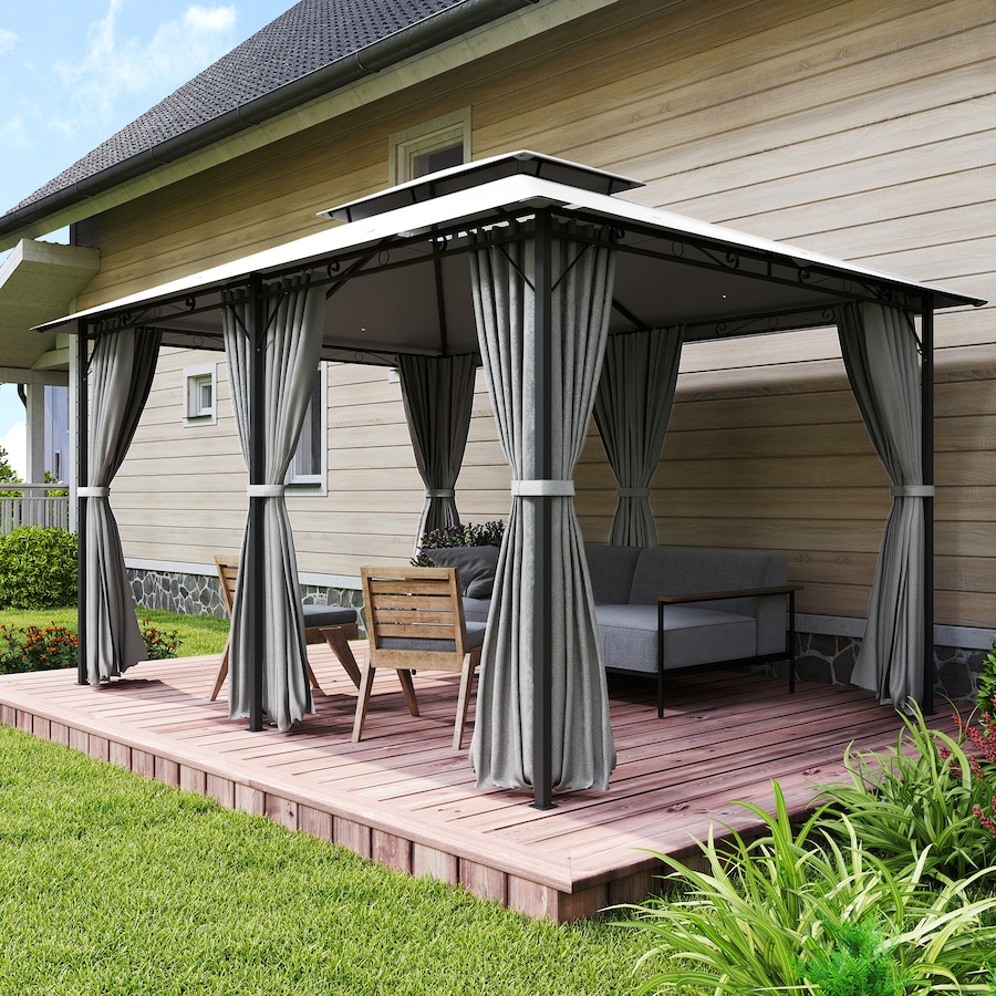 Image 952833_ALTMORE11.jpg, Product 952-833 / Price $309.99, Outsunny 10' x 13' Patio Gazebo Canopy with Curtains, Dark Grey from Outsunny on TSC.ca's Home & Garden department