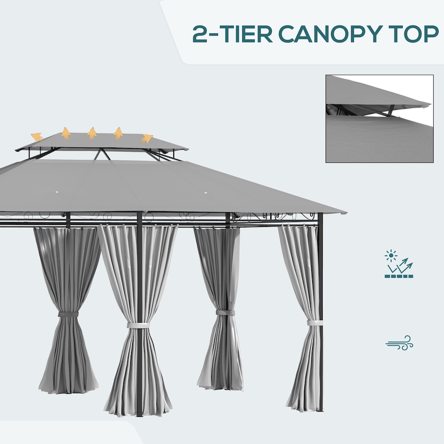Image 952833_ALTMORE3.jpg, Product 952-833 / Price $279.99, Outsunny 10' x 13' Patio Gazebo Canopy with Curtains, Dark Grey from Outsunny on TSC.ca's Home & Garden department