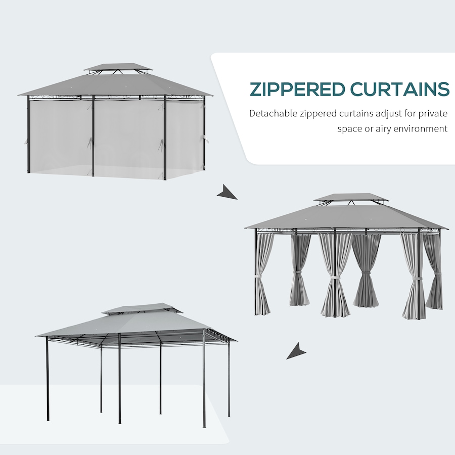 Image 952833_ALTMORE4.jpg, Product 952-833 / Price $279.99, Outsunny 10' x 13' Patio Gazebo Canopy with Curtains, Dark Grey from Outsunny on TSC.ca's Home & Garden department