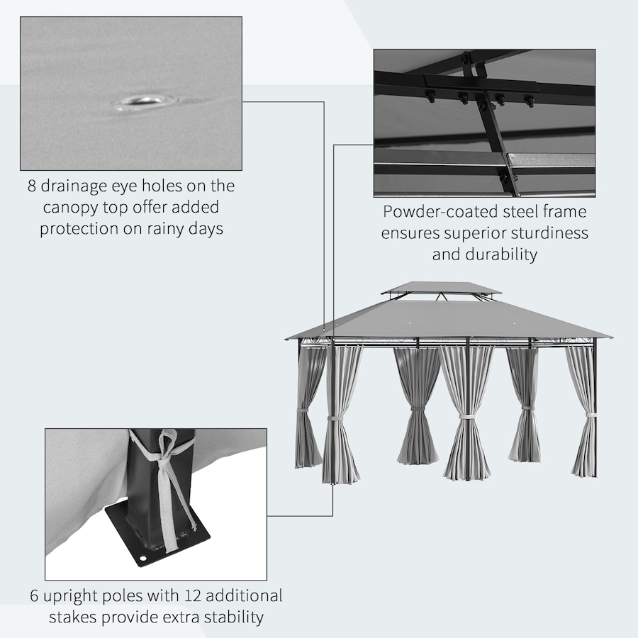 Image 952833_ALTMORE5.jpg, Product 952-833 / Price $279.99, Outsunny 10' x 13' Patio Gazebo Canopy with Curtains, Dark Grey from Outsunny on TSC.ca's Home & Garden department
