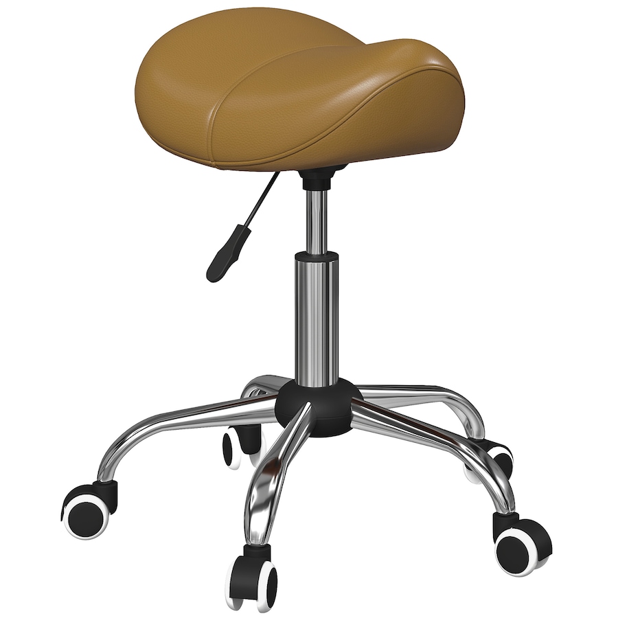 Image 952837.jpg, Product 952-837 / Price $64.99, HOMCOM Salon Stool with Wheels, Adjustable Saddle Chair, Light Brown from HOMCOM on TSC.ca's Home & Garden department