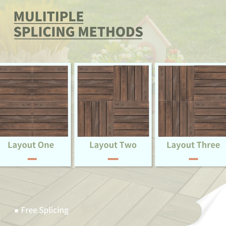 Image 952908_ALTMORE13.jpg, Product 952-908 / Price $129.99, Outsunny Wood Interlocking Deck Tiles, 27 Pcs Outdoor Flooring Tiles from Outsunny on TSC.ca's department