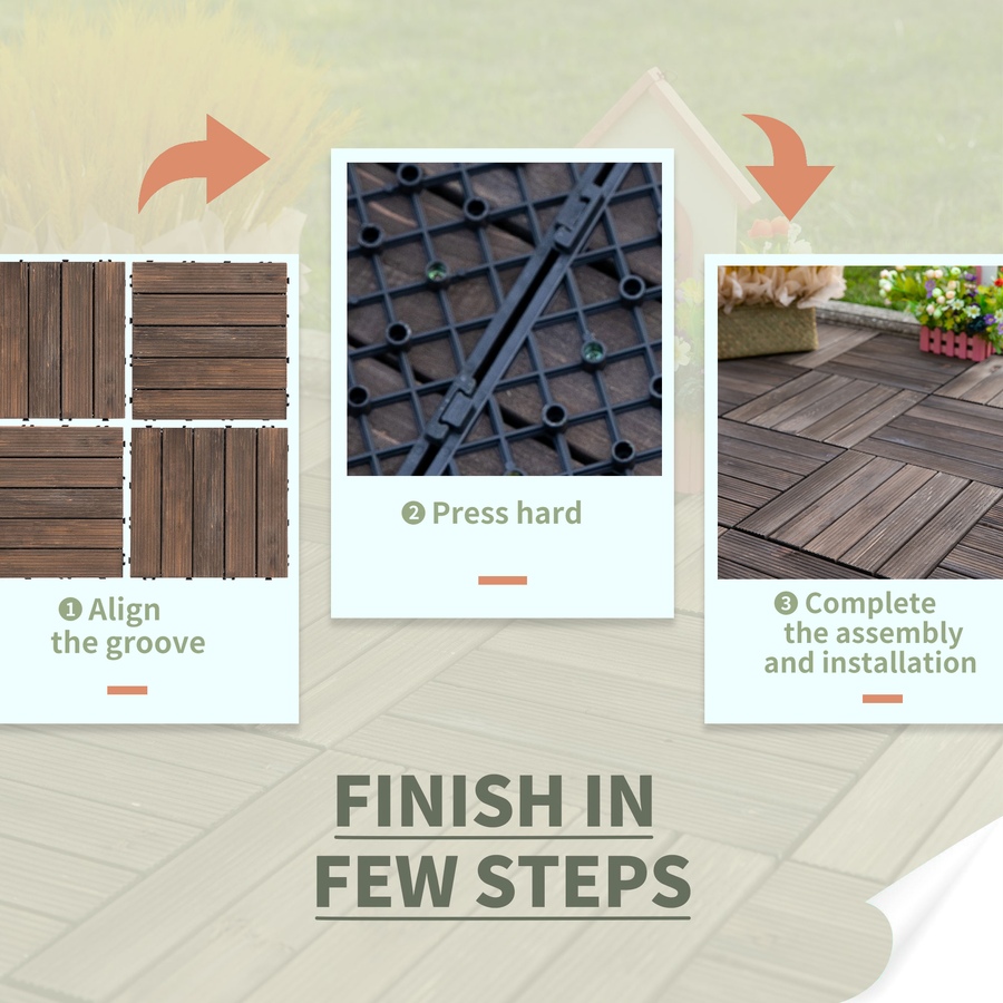 Image 952908_ALTMORE14.jpg, Product 952-908 / Price $129.99, Outsunny Wood Interlocking Deck Tiles, 27 Pcs Outdoor Flooring Tiles from Outsunny on TSC.ca's department