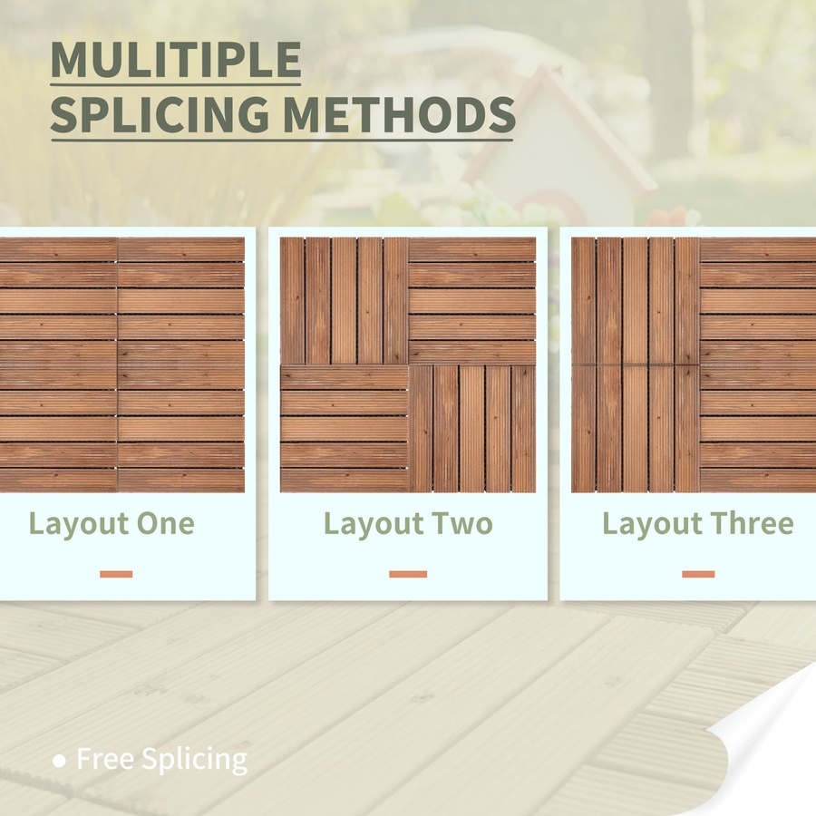 Image 952908_ALTMORE3.jpg, Product 952-908 / Price $129.99, Outsunny Wood Interlocking Deck Tiles, 27 Pcs Outdoor Flooring Tiles from Outsunny on TSC.ca's department