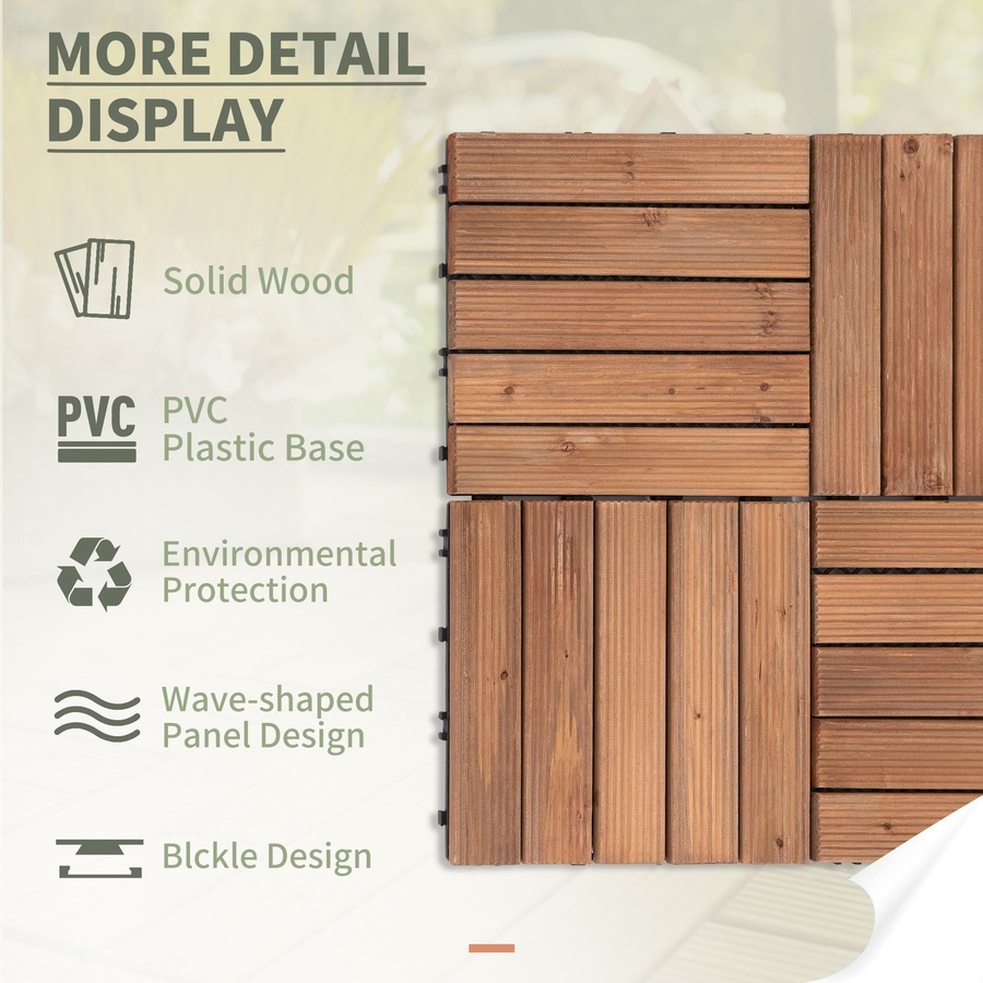 Image 952908_ALTMORE4.jpg, Product 952-908 / Price $129.99, Outsunny Wood Interlocking Deck Tiles, 27 Pcs Outdoor Flooring Tiles from Outsunny on TSC.ca's department