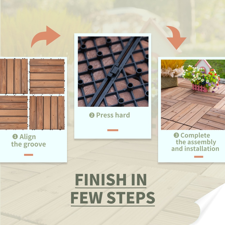 Image 952908_ALTMORE5.jpg, Product 952-908 / Price $129.99, Outsunny Wood Interlocking Deck Tiles, 27 Pcs Outdoor Flooring Tiles from Outsunny on TSC.ca's department