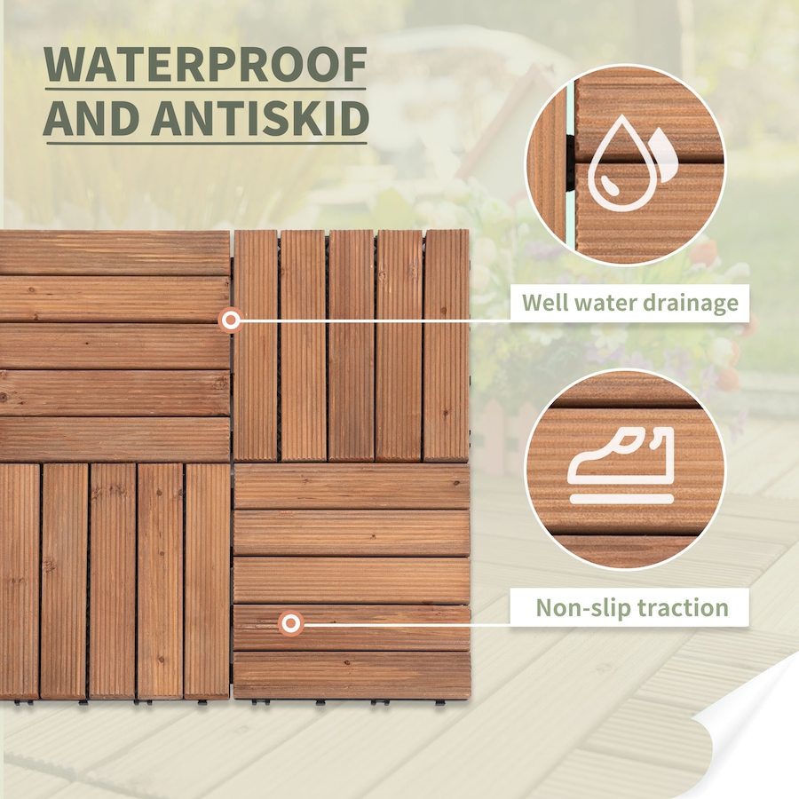Image 952908_ALTMORE6.jpg, Product 952-908 / Price $129.99, Outsunny Wood Interlocking Deck Tiles, 27 Pcs Outdoor Flooring Tiles from Outsunny on TSC.ca's department