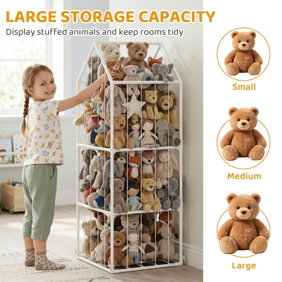 Image 952934_ALTMORE3.jpg, Product 952-934 / Price $48.99, Qaba Stuffed Animal Storage Organizer for Nursery, Bedroom, 47 x 47 x 132cm from Qaba on TSC.ca's Home & Garden department