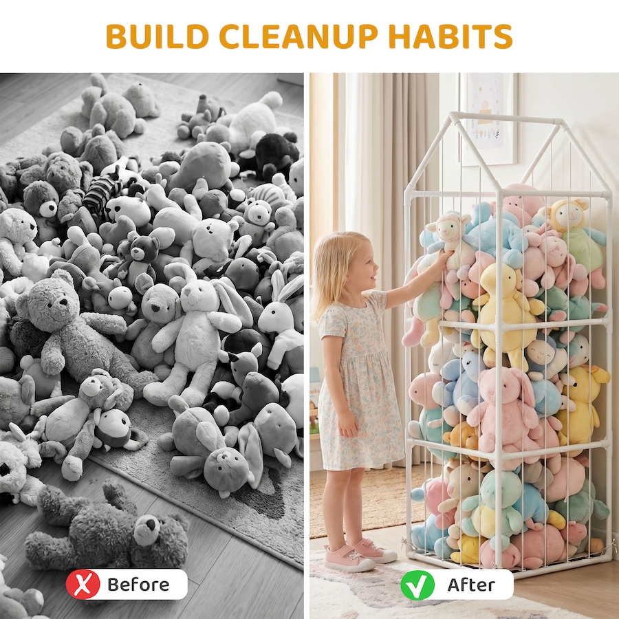 Image 952934_ALTMORE5.jpg, Product 952-934 / Price $48.99, Qaba Stuffed Animal Storage Organizer for Nursery, Bedroom, 47 x 47 x 132cm from Qaba on TSC.ca's Home & Garden department
