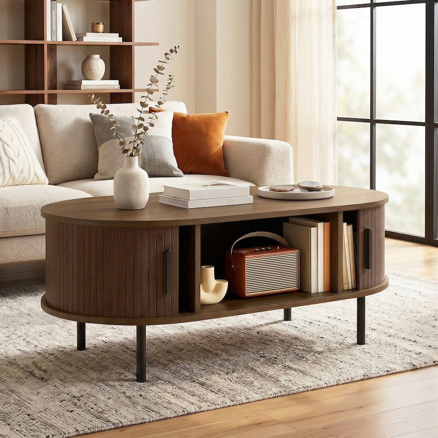 Image 952951_ALTMORE10.jpg, Product 952-951 / Price $156.99, HOMCOM Coffee Table with Sliding Tambour Doors 39" from HOMCOM on TSC.ca's Home & Garden department