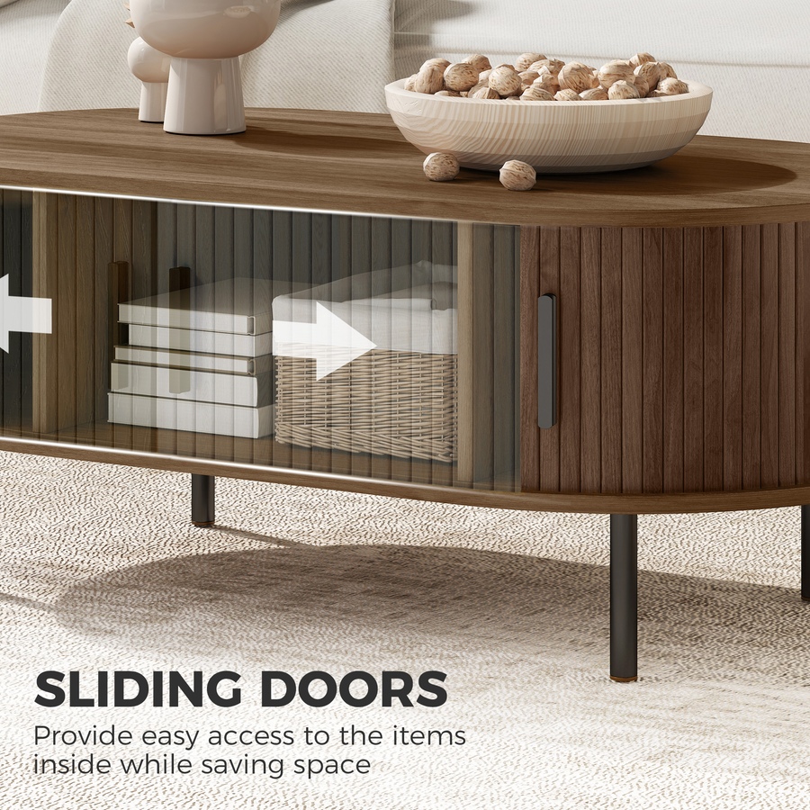 Image 952951_ALTMORE13.jpg, Product 952-951 / Price $156.99, HOMCOM Coffee Table with Sliding Tambour Doors 39" from HOMCOM on TSC.ca's Home & Garden department