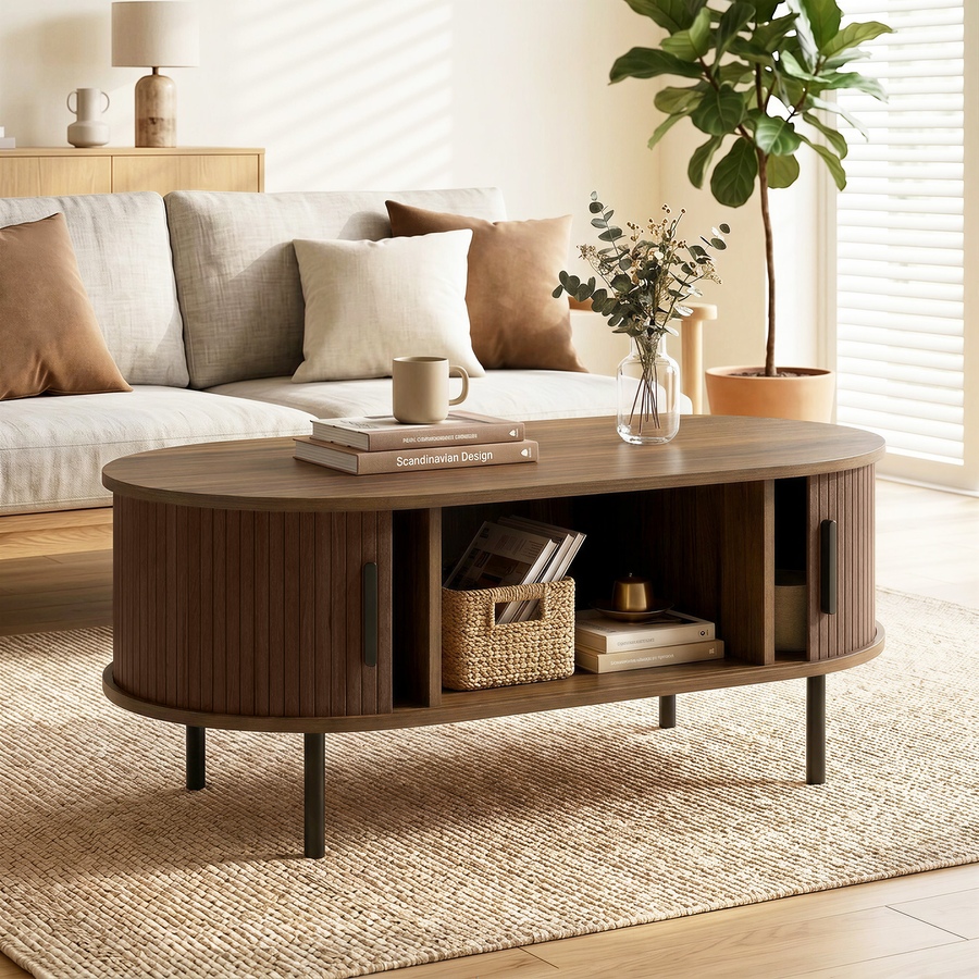 Image 952951_ALTMORE17.jpg, Product 952-951 / Price $156.99, HOMCOM Coffee Table with Sliding Tambour Doors 39" from HOMCOM on TSC.ca's Home & Garden department