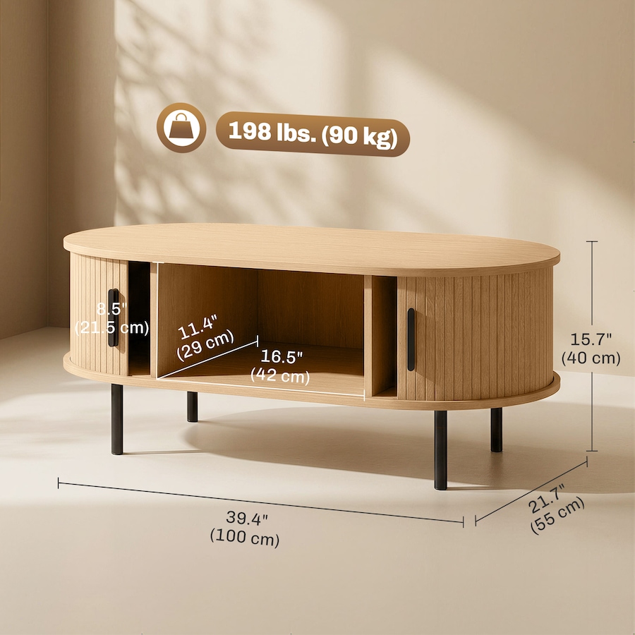 Image 952951_ALTMORE2.jpg, Product 952-951 / Price $156.99, HOMCOM Coffee Table with Sliding Tambour Doors 39" from HOMCOM on TSC.ca's Home & Garden department